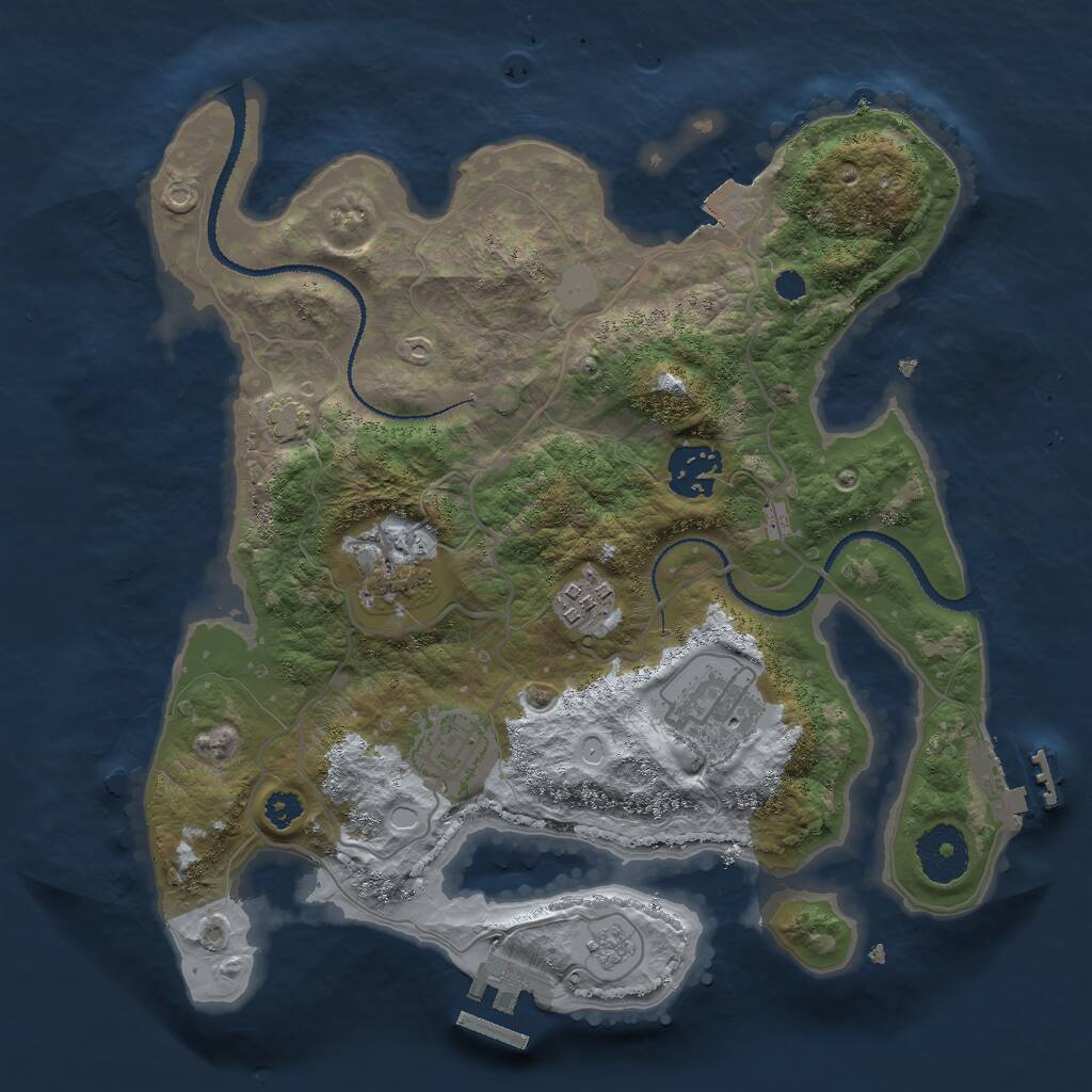 Rust Map: Procedural Map, Size: 3000, Seed: 838785, 10 Monuments