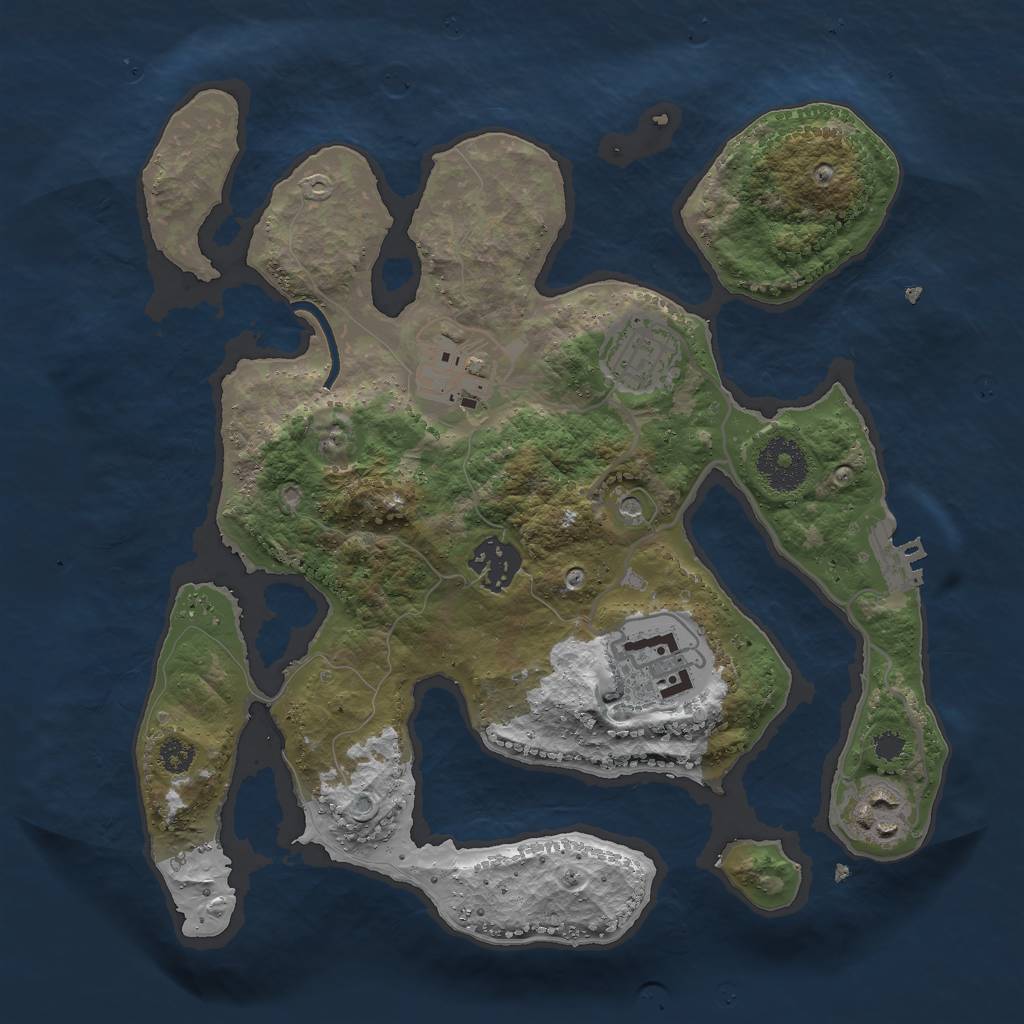 Rust Map: Procedural Map, Size: 3000, Seed: 838785, 9 Monuments