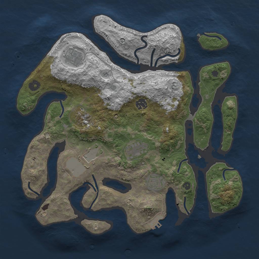 Rust Map: Procedural Map, Size: 3500, Seed: 157821, 10 Monuments