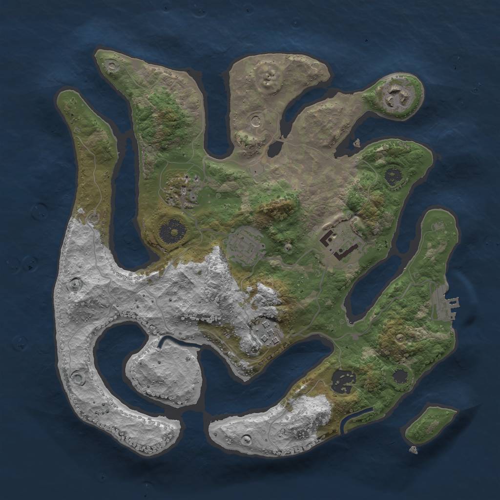 Rust Map: Procedural Map, Size: 3000, Seed: 712375847, 10 Monuments