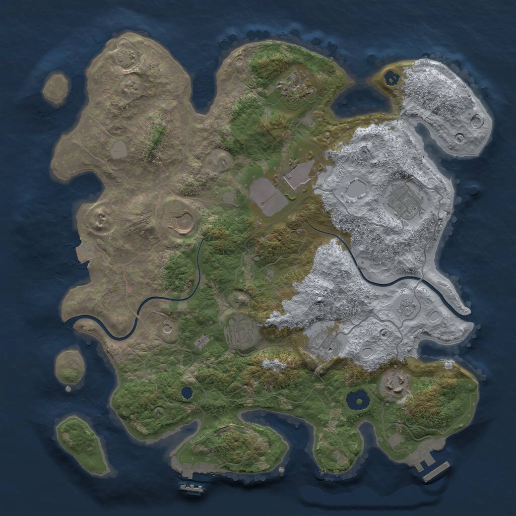 Rust Map: Procedural Map, Size: 3500, Seed: 329134881, 13 Monuments