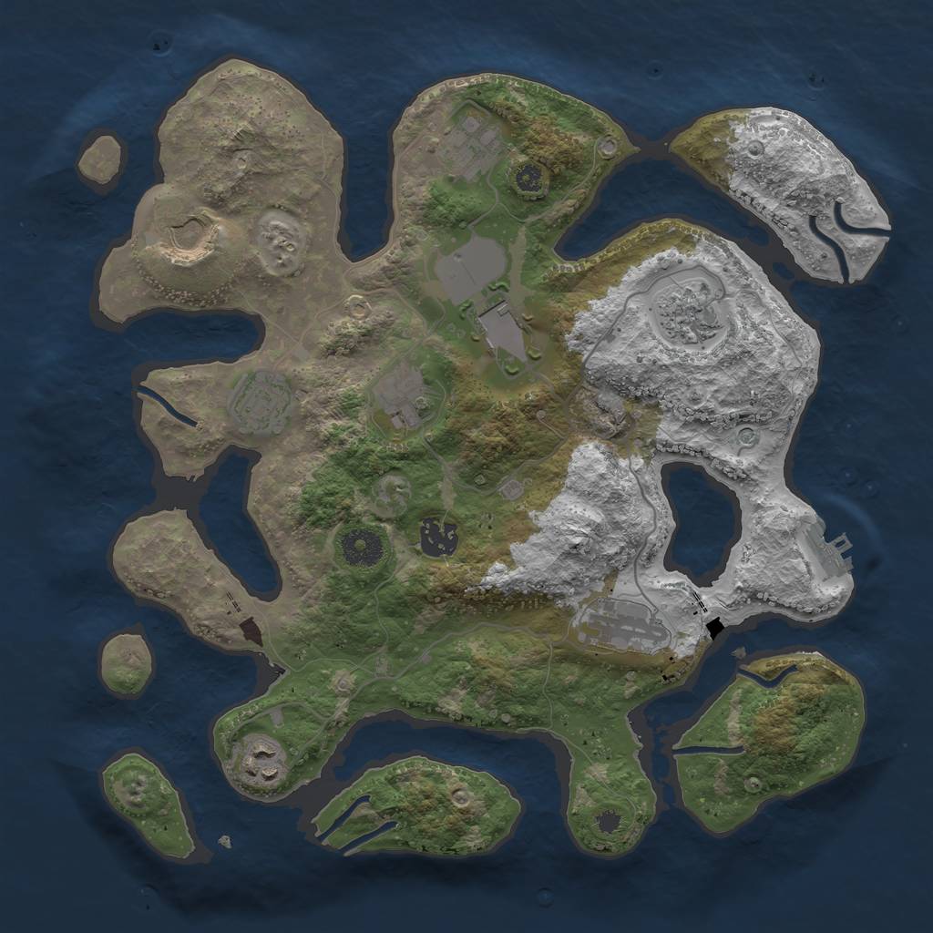 Rust Map: Procedural Map, Size: 3500, Seed: 329134881, 13 Monuments