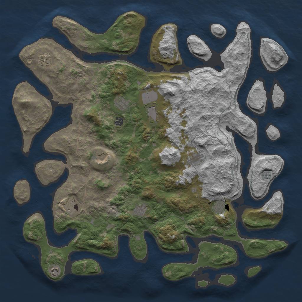 Rust Map: Barren, Size: 5000, Seed: 5311, 14 Monuments