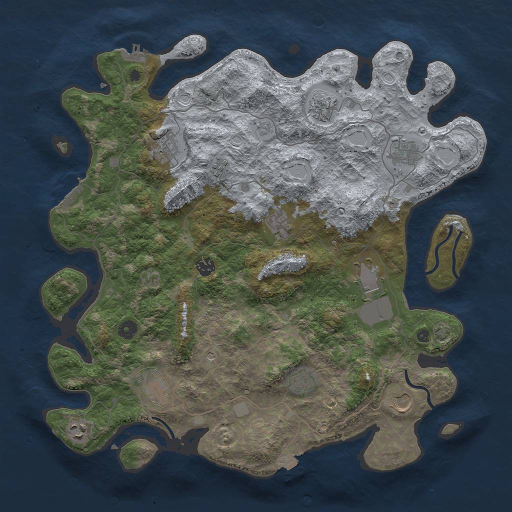 Rust Map: Procedural Map, Size: 4096, Seed: 13825, 19 Monuments