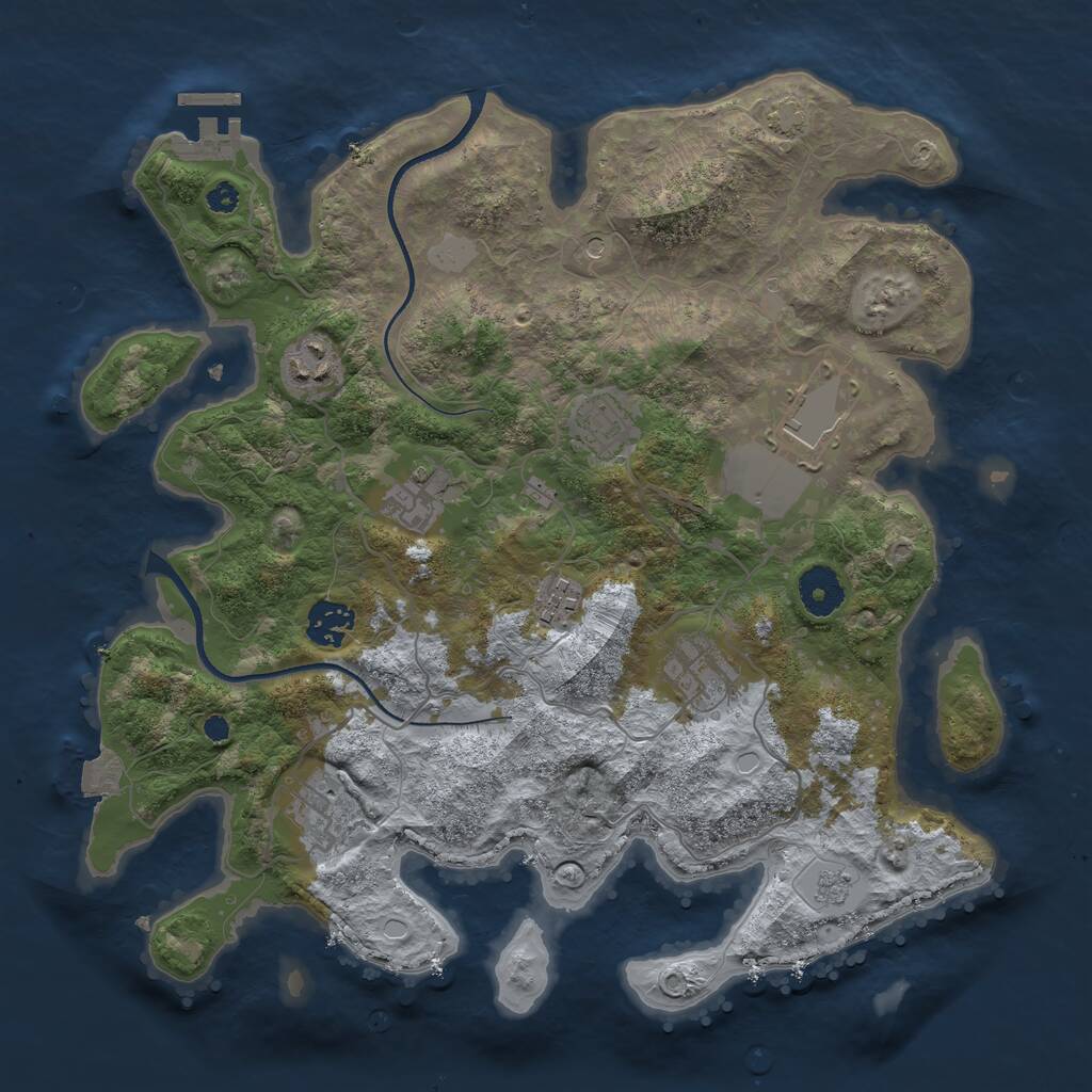 Rust Map: Procedural Map, Size: 3500, Seed: 1029621075, 13 Monuments
