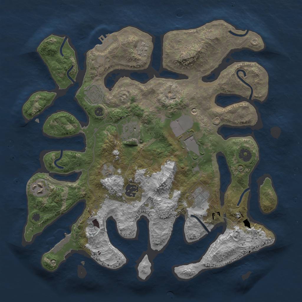 Rust Map: Procedural Map, Size: 3500, Seed: 1029621075, 12 Monuments