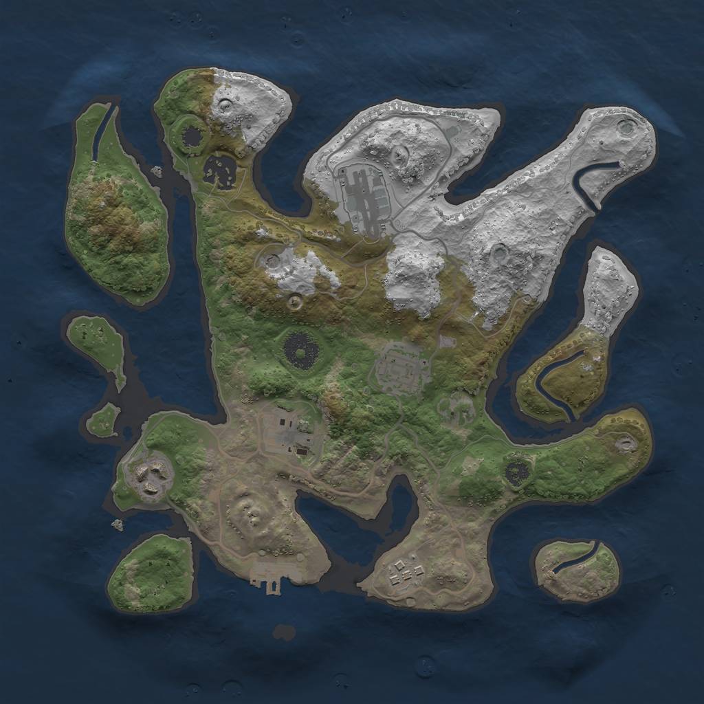 Rust Map: Procedural Map, Size: 3000, Seed: 1307517301, 10 Monuments