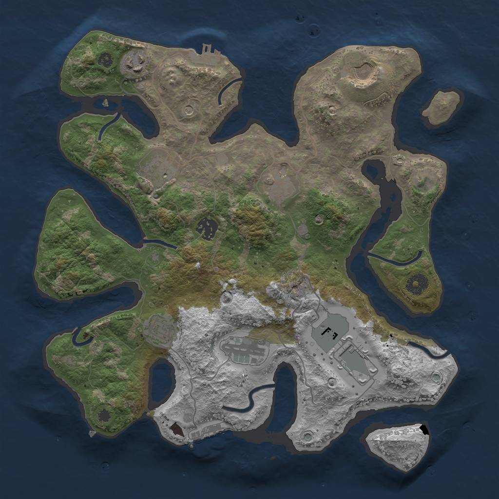 Rust Map: Procedural Map, Size: 3500, Seed: 1211880588, 13 Monuments