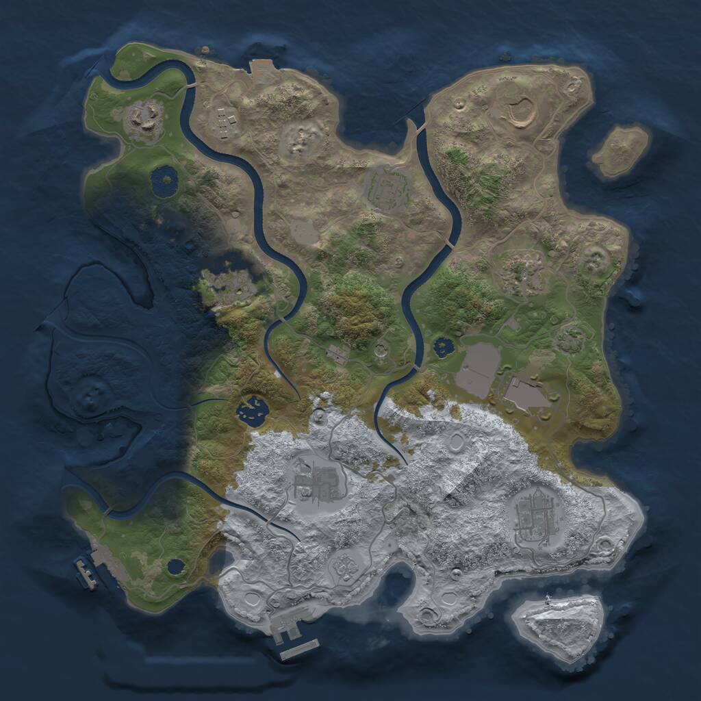Rust Map: Procedural Map, Size: 3500, Seed: 1211880588, 16 Monuments