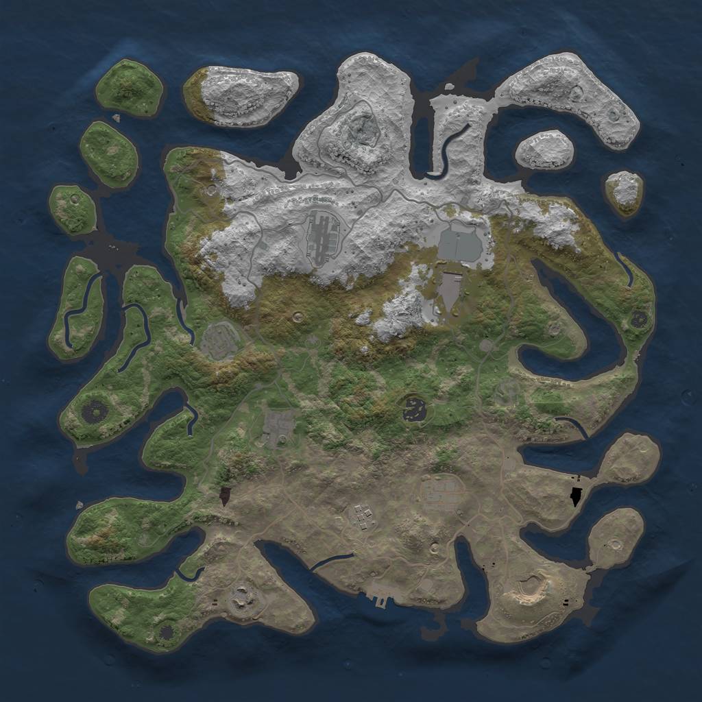 Rust Map: Procedural Map, Size: 4250, Seed: 663889, 13 Monuments