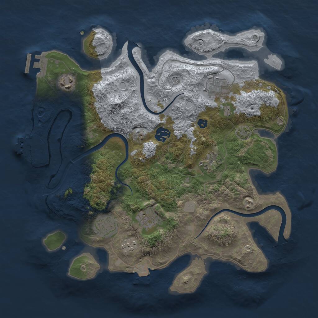 Rust Map: Procedural Map, Size: 3250, Seed: 504702644, 12 Monuments