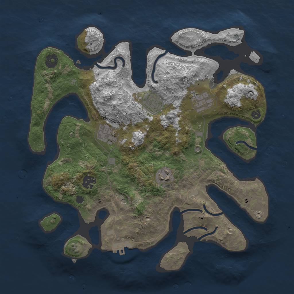 Rust Map: Procedural Map, Size: 3250, Seed: 504702644, 9 Monuments