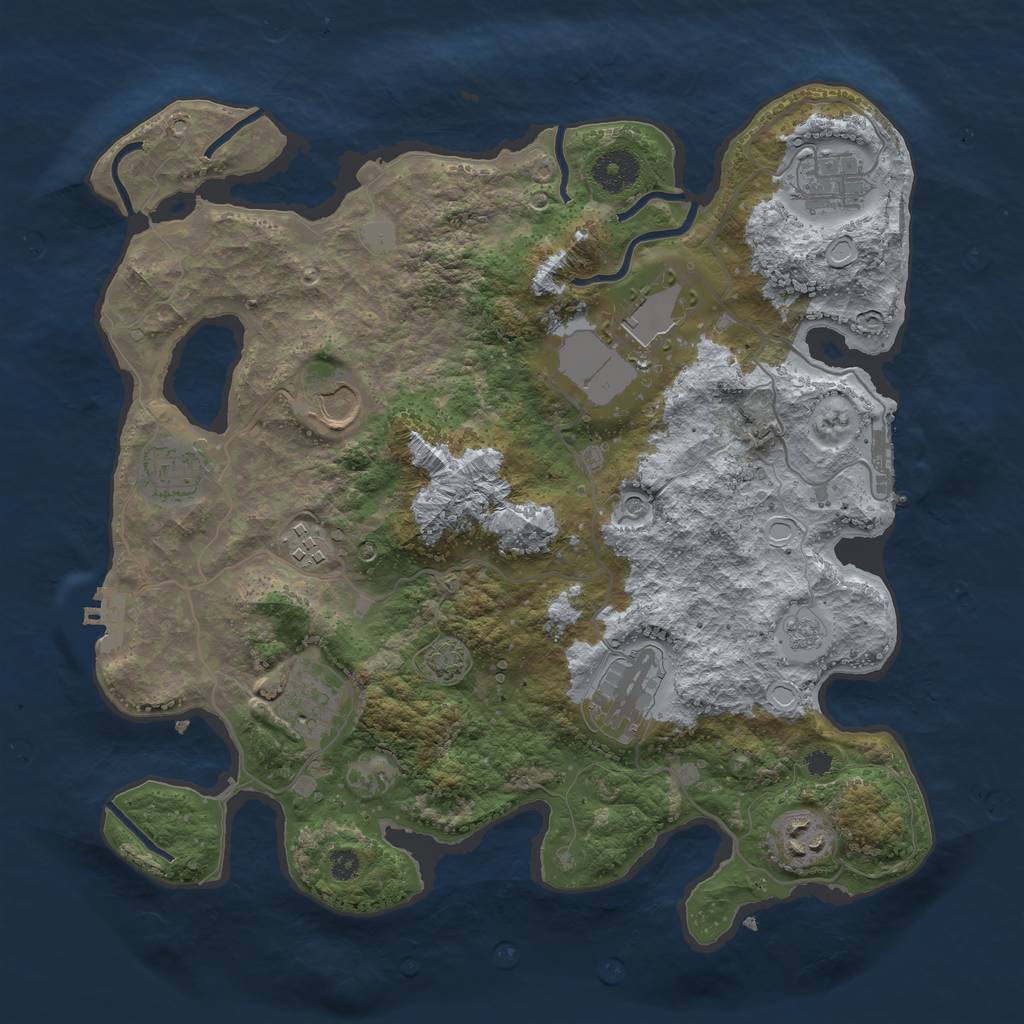 Rust Map: Procedural Map, Size: 3500, Seed: 634623, 16 Monuments