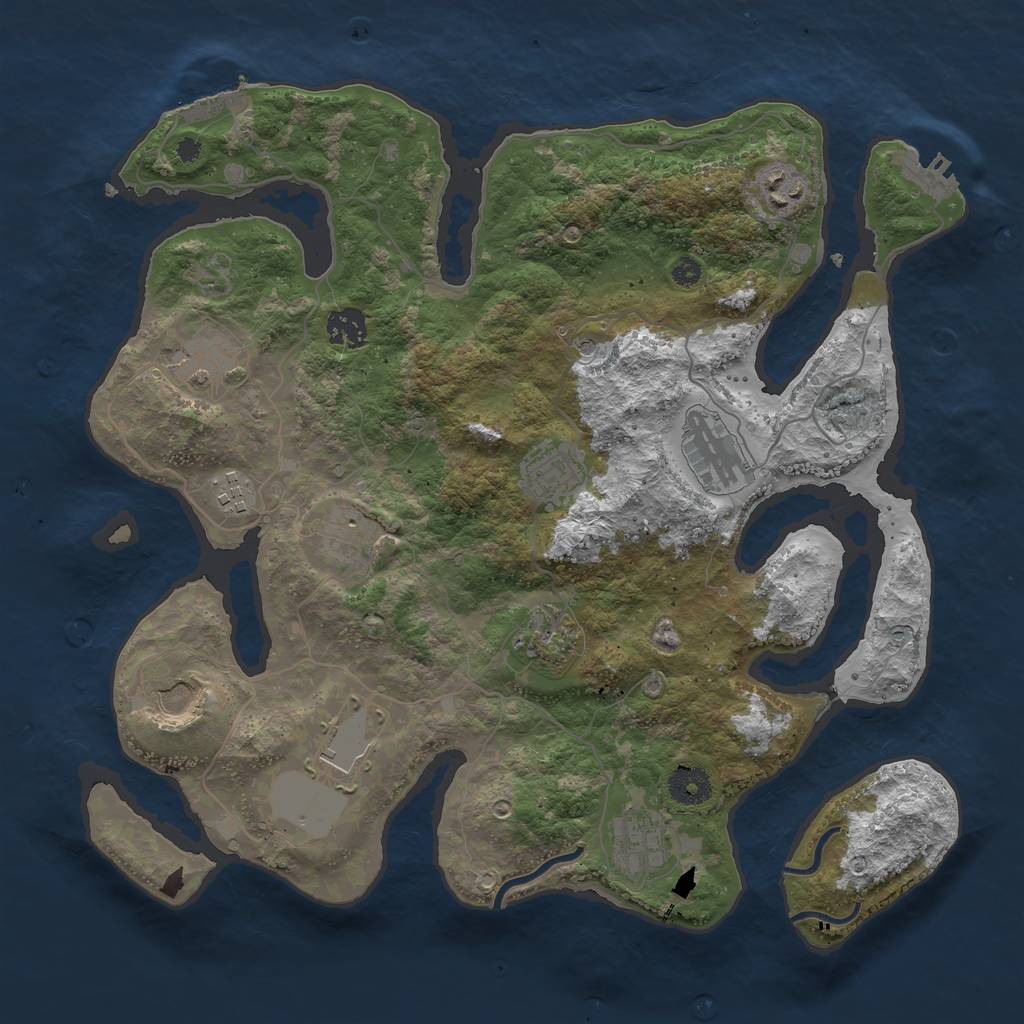 Rust Map: Procedural Map, Size: 3700, Seed: 1890174478, 16 Monuments