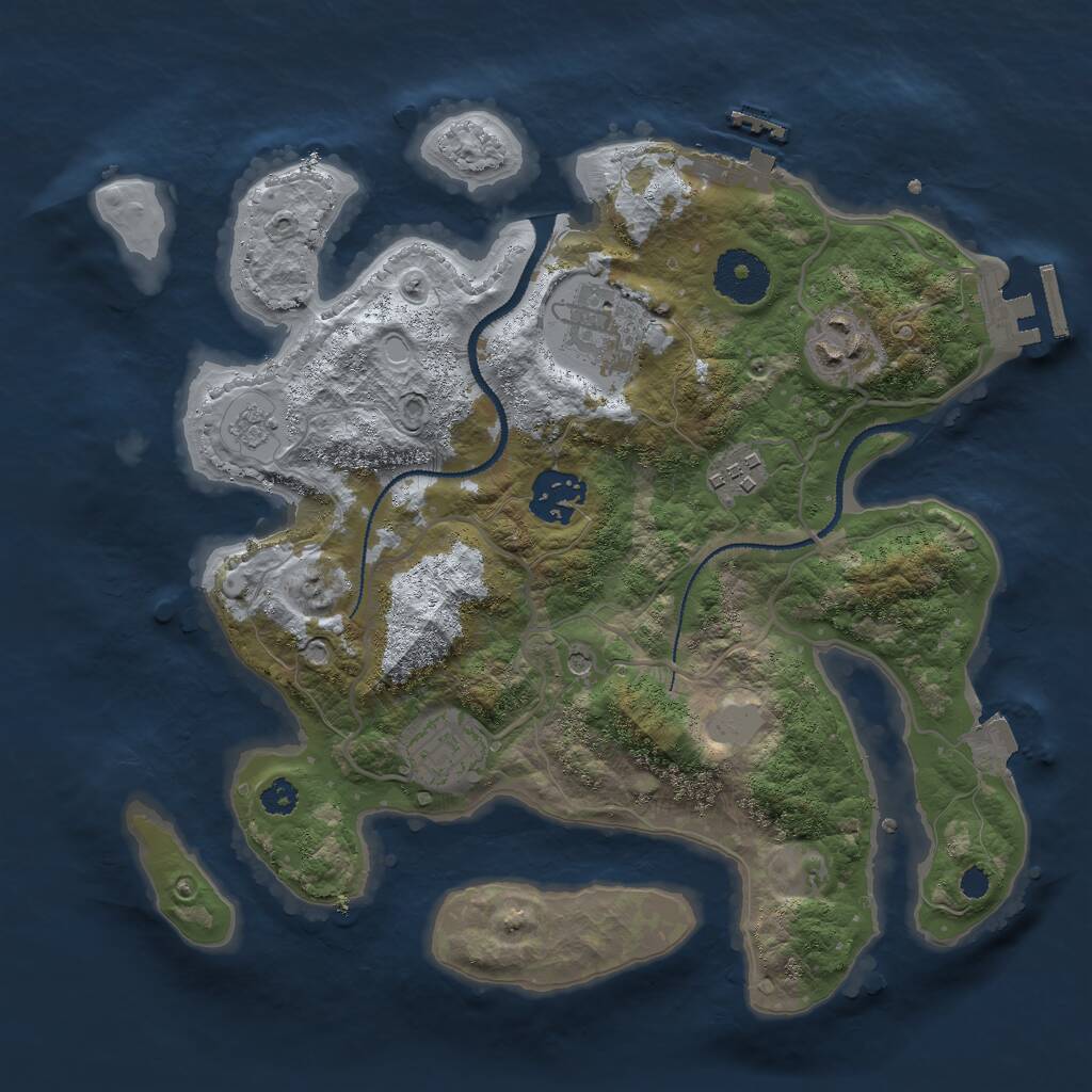 Rust Map: Procedural Map, Size: 3000, Seed: 3453434, 10 Monuments
