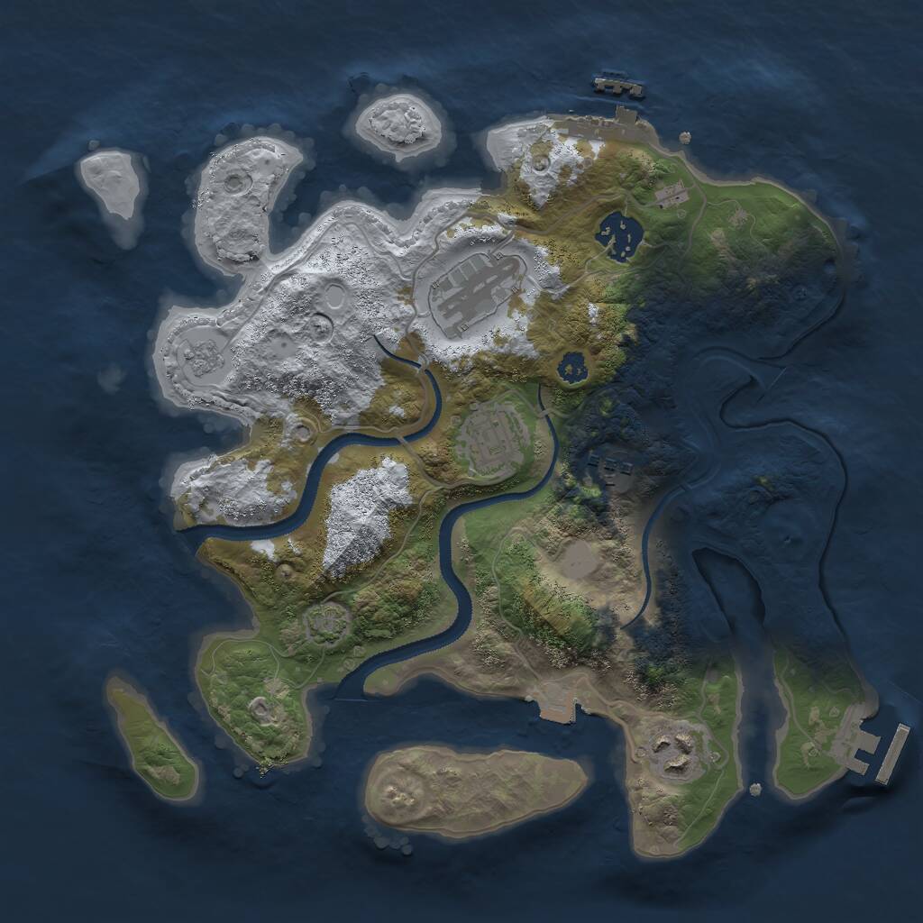 Rust Map: Procedural Map, Size: 3000, Seed: 3453434, 10 Monuments