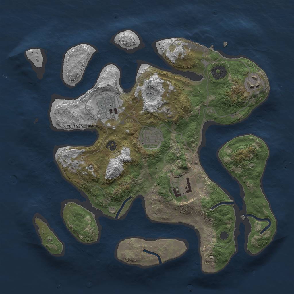 Rust Map: Procedural Map, Size: 3000, Seed: 3453434, 8 Monuments