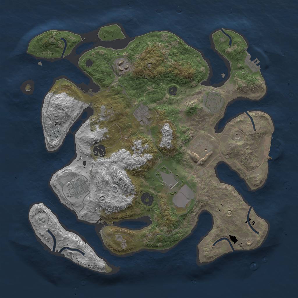 Rust Map: Procedural Map, Size: 3500, Seed: 112232, 13 Monuments