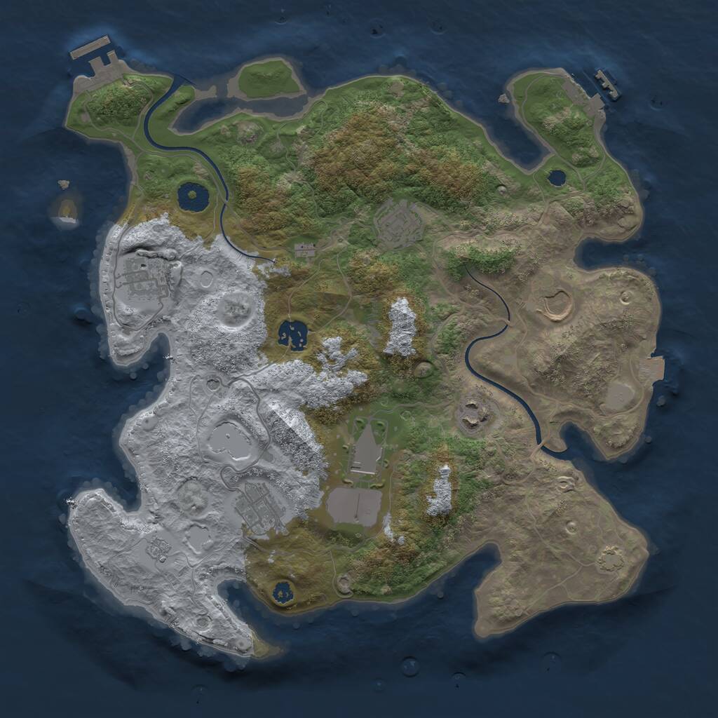 Rust Map: Procedural Map, Size: 3500, Seed: 112232, 13 Monuments