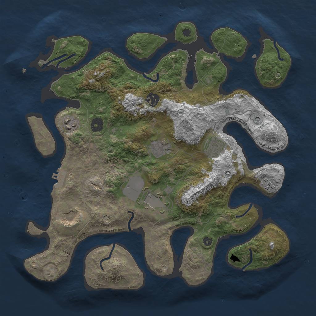 Rust Map: Procedural Map, Size: 3500, Seed: 532632427, 11 Monuments