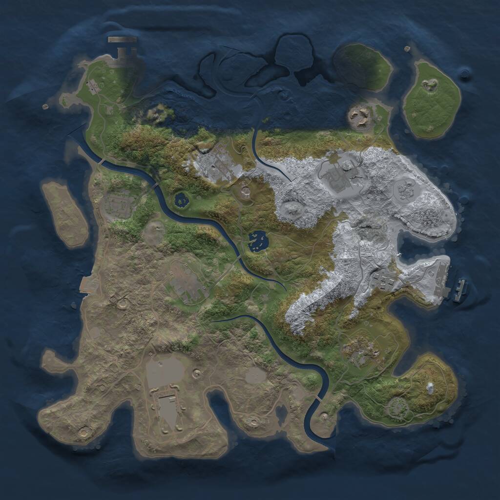 Rust Map: Procedural Map, Size: 3500, Seed: 532632427, 15 Monuments