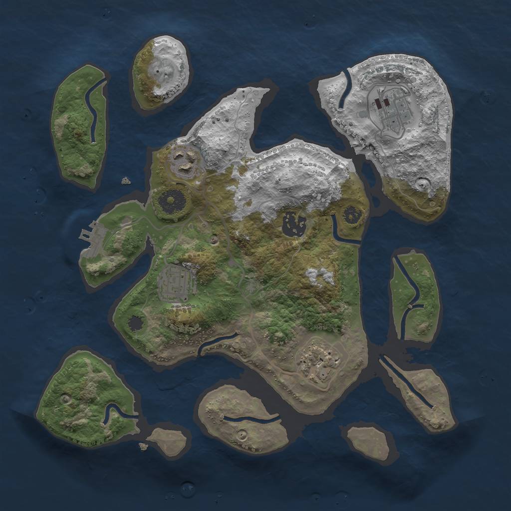 Rust Map: Procedural Map, Size: 3000, Seed: 1400005504, 8 Monuments