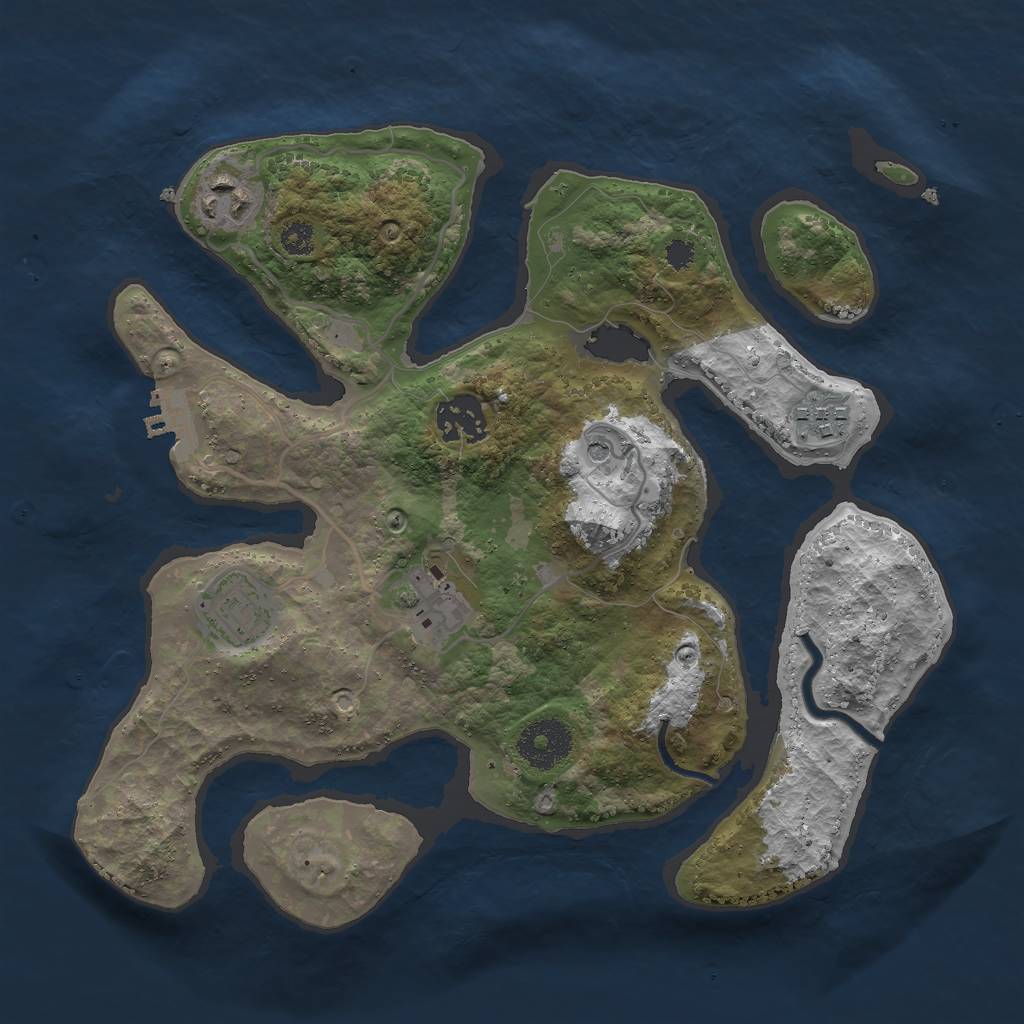 Rust Map: Procedural Map, Size: 3000, Seed: 7362, 9 Monuments