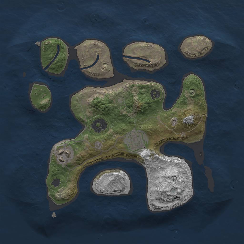 Rust Map: Procedural Map, Size: 2500, Seed: 410385072, 4 Monuments