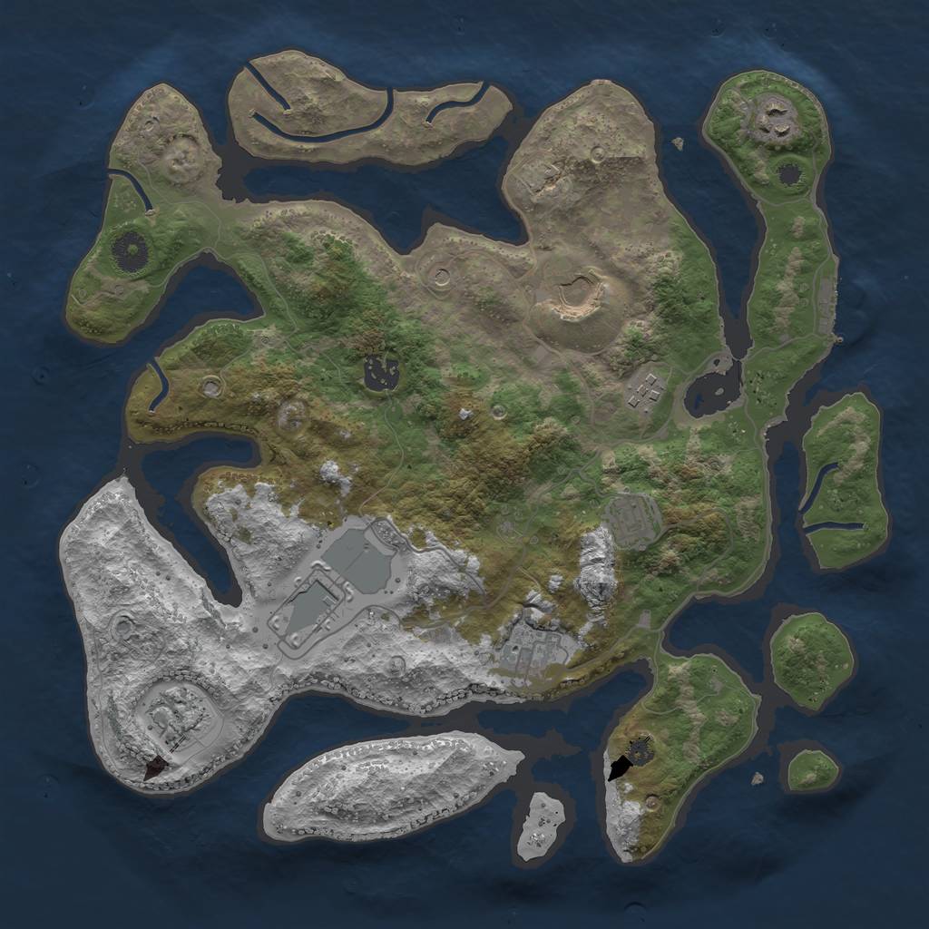 Rust Map: Procedural Map, Size: 3700, Seed: 1183021766, 12 Monuments