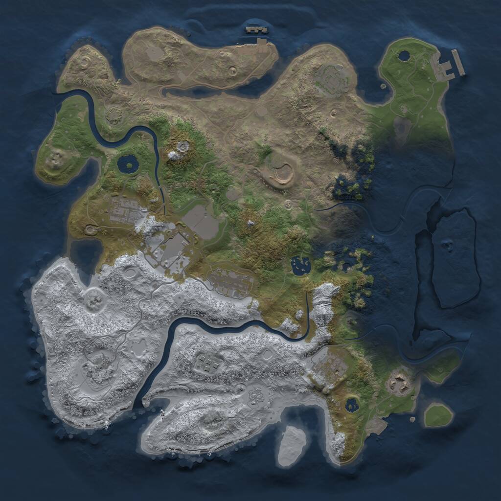 Rust Map: Procedural Map, Size: 3700, Seed: 1183021766, 16 Monuments