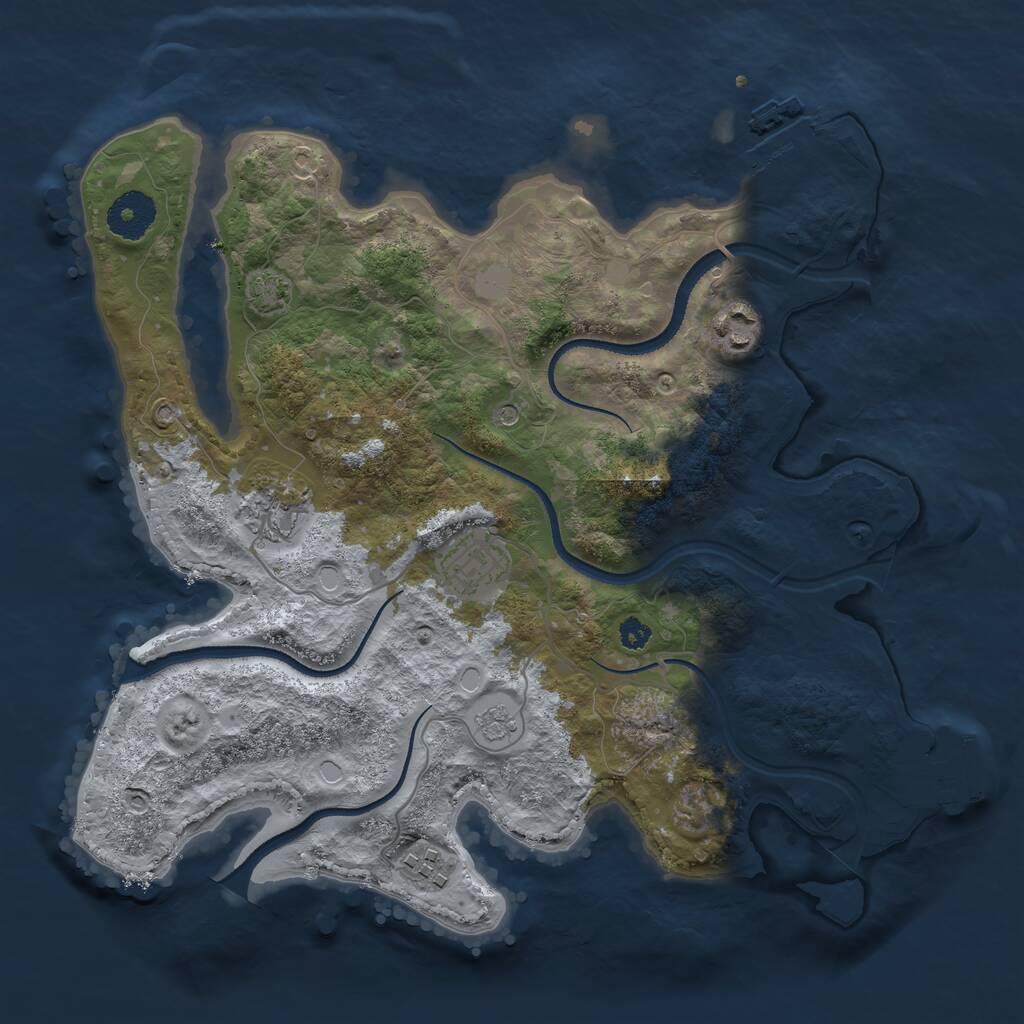 Rust Map: Procedural Map, Size: 3250, Seed: 15632576, 10 Monuments