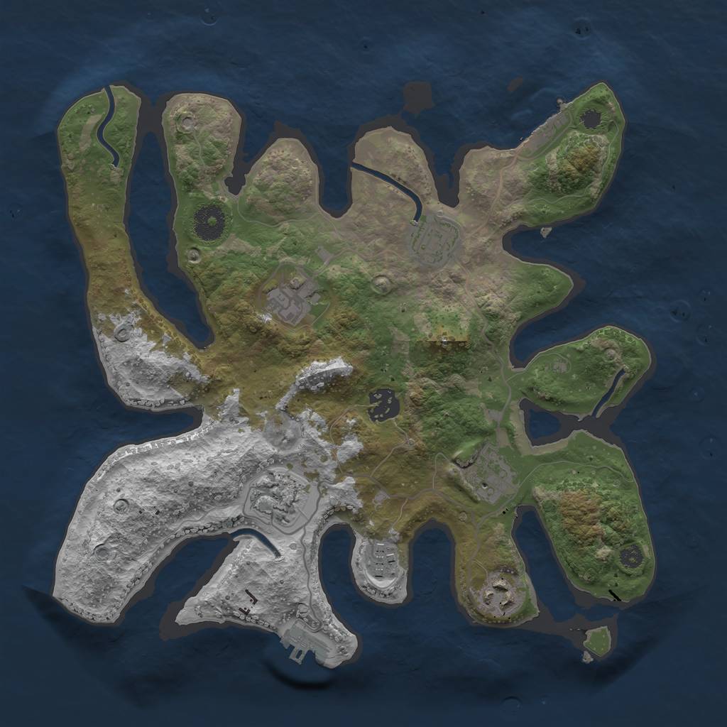 Rust Map: Procedural Map, Size: 3250, Seed: 15632576, 11 Monuments