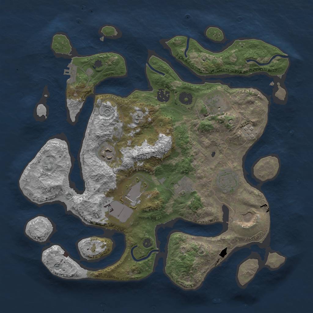 Rust Map: Procedural Map, Size: 3500, Seed: 123415, 12 Monuments