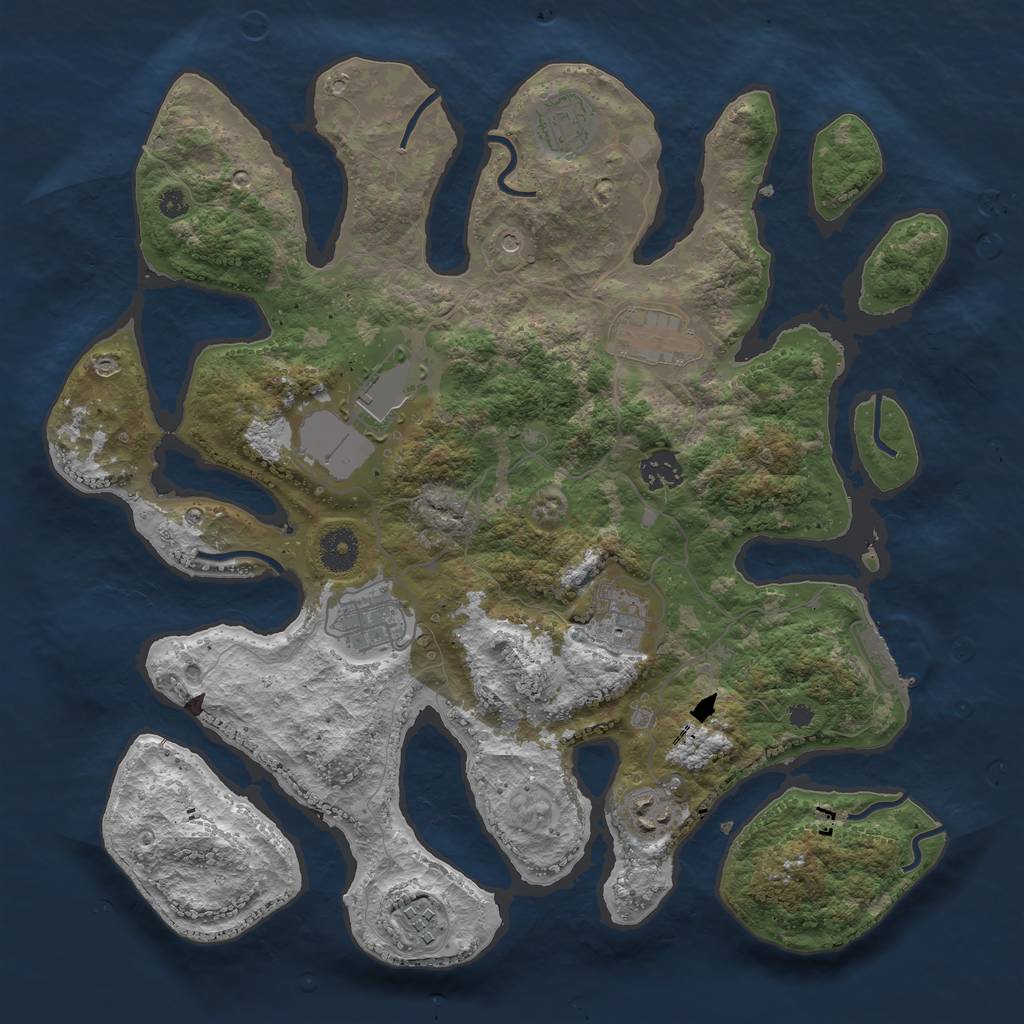 Rust Map: Procedural Map, Size: 3700, Seed: 4122, 12 Monuments