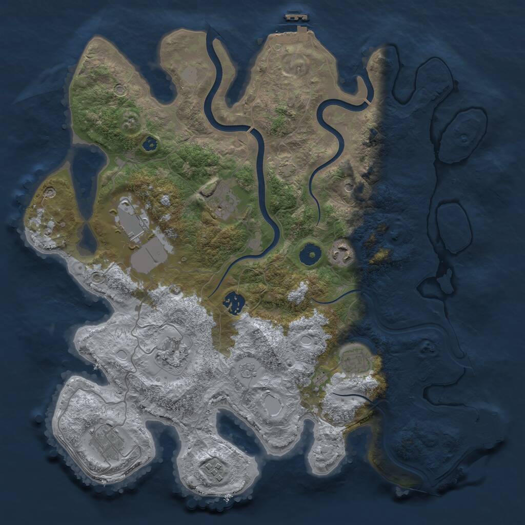 Rust Map: Procedural Map, Size: 3700, Seed: 4122, 14 Monuments