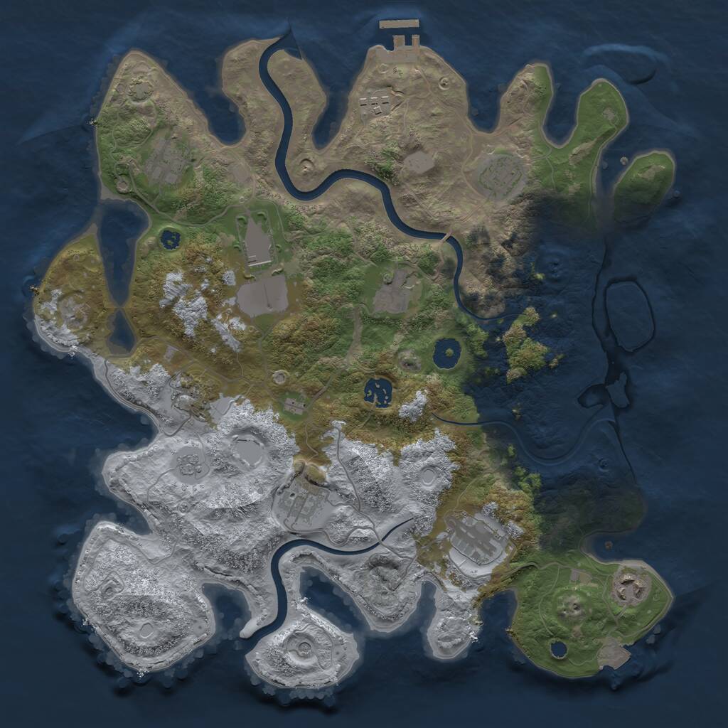 Rust Map: Procedural Map, Size: 3700, Seed: 4122, 15 Monuments