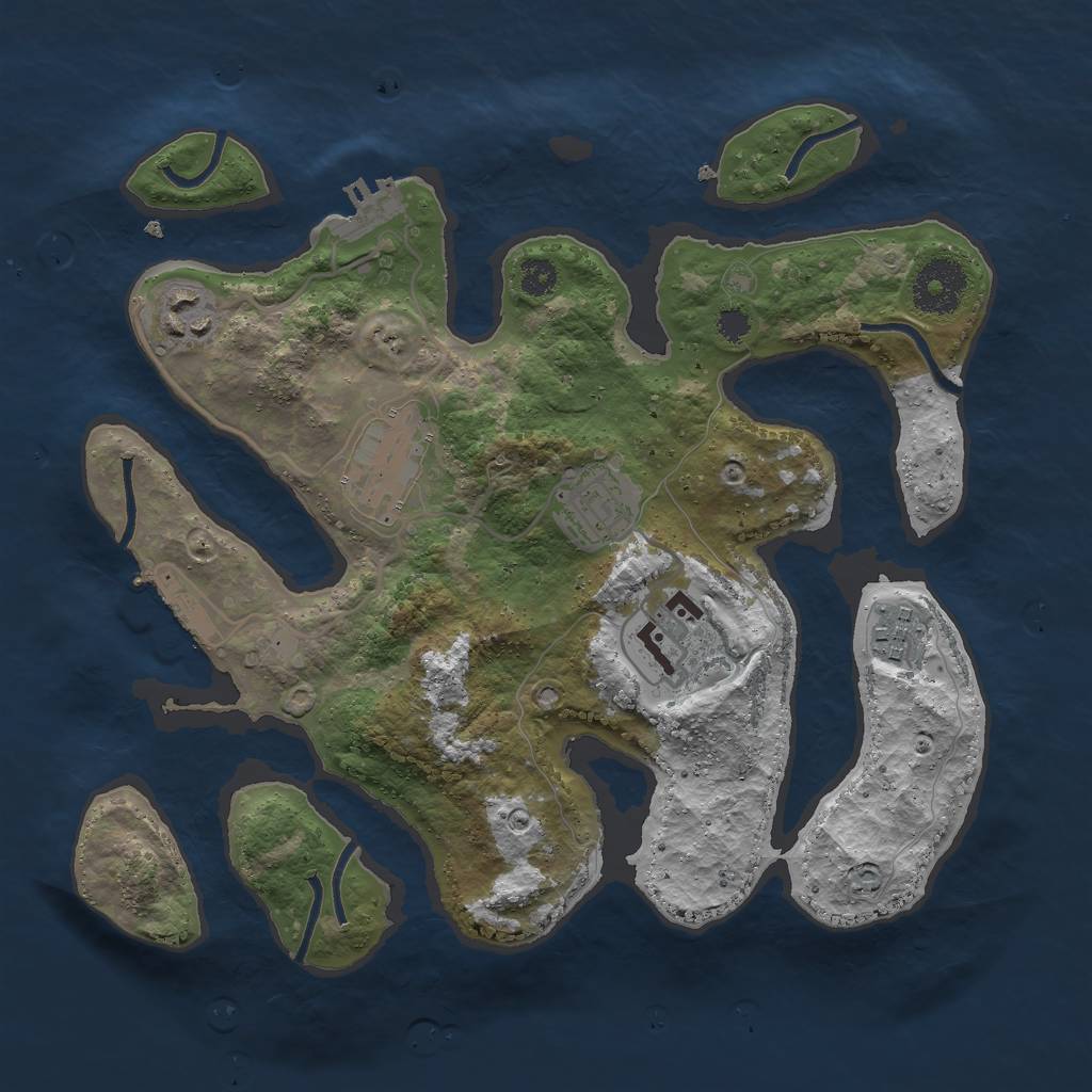 Rust Map: Procedural Map, Size: 3000, Seed: 966725, 9 Monuments