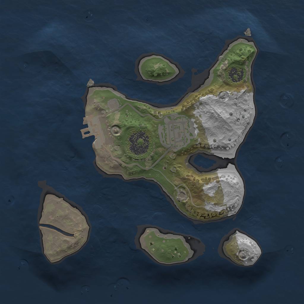 Rust Map: Procedural Map, Size: 2000, Seed: 75748, 4 Monuments