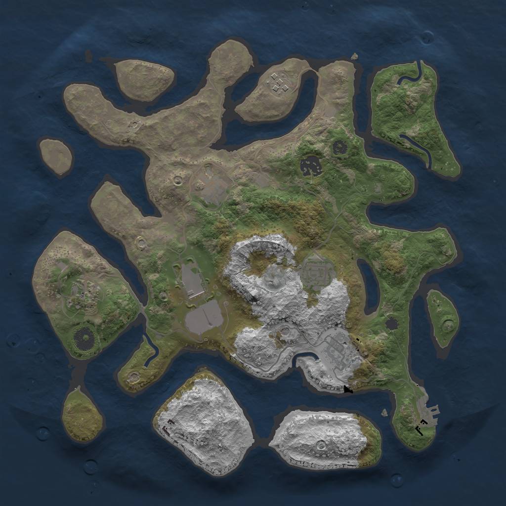 Rust Map: Procedural Map, Size: 3500, Seed: 438417249, 11 Monuments