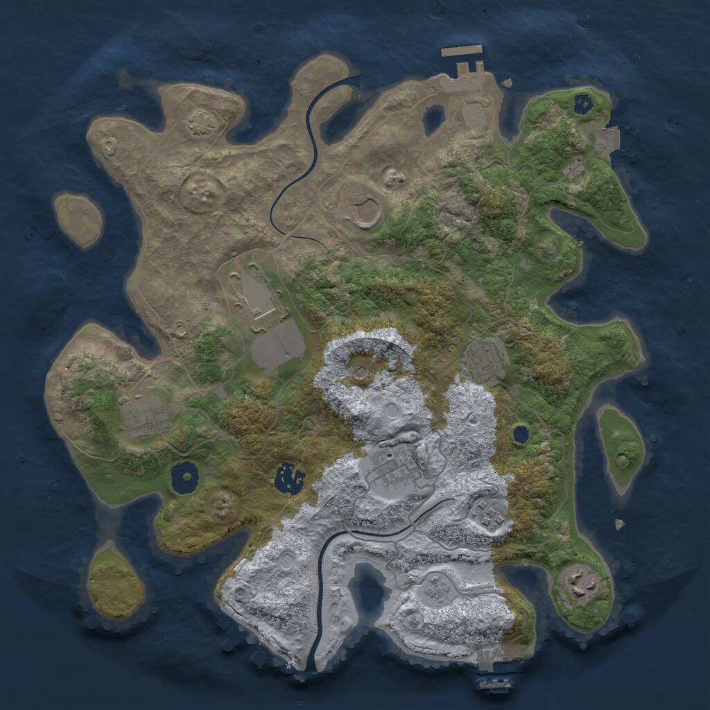 Rust Map: Procedural Map, Size: 3500, Seed: 438417249, 14 Monuments