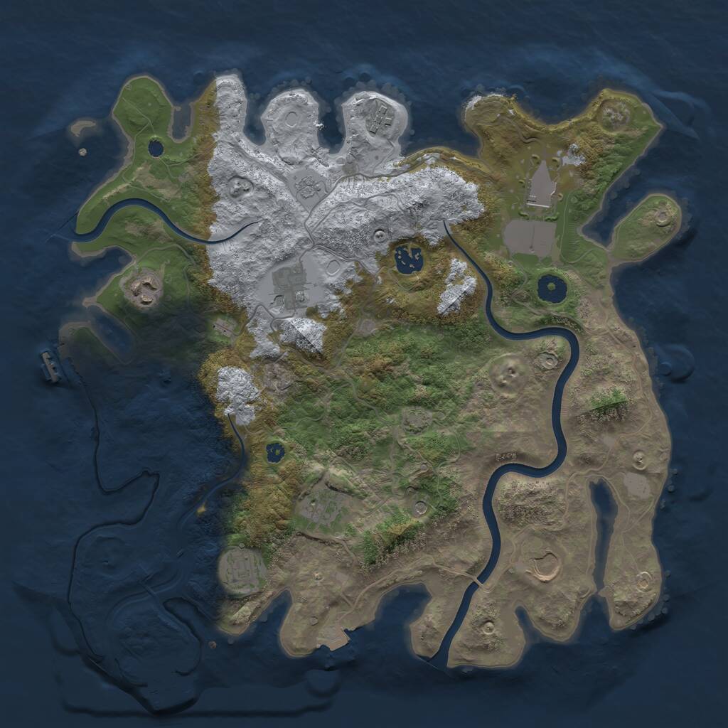 Rust Map: Procedural Map, Size: 3750, Seed: 37428275, 14 Monuments