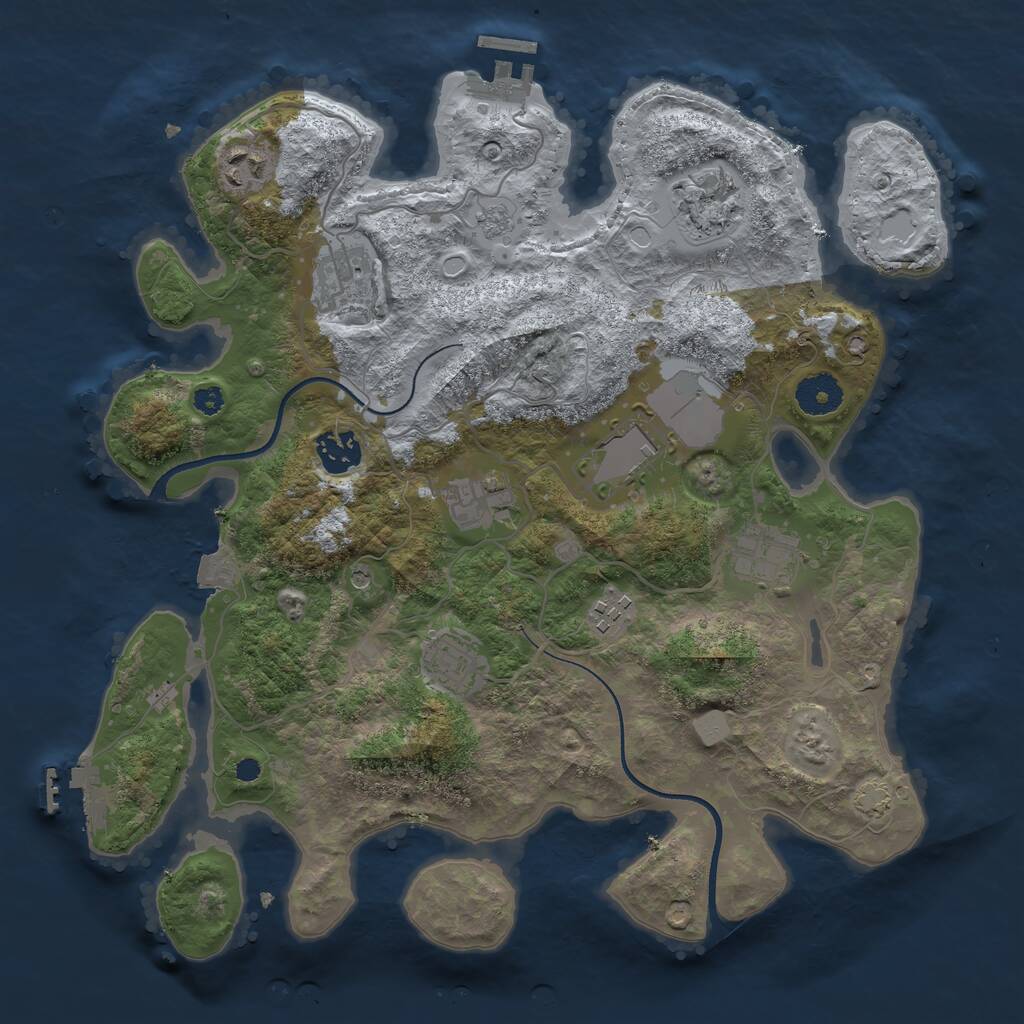 Rust Map: Procedural Map, Size: 3500, Seed: 971651383, 15 Monuments