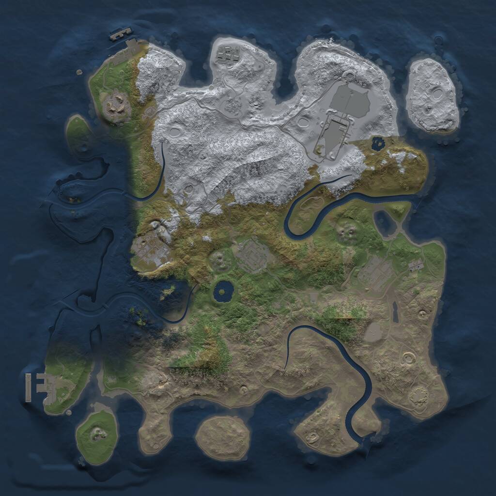 Rust Map: Procedural Map, Size: 3500, Seed: 971651383, 12 Monuments