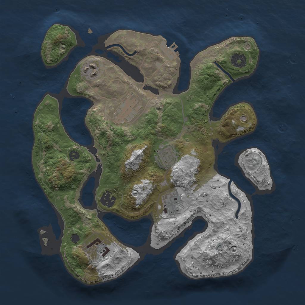 Rust Map: Procedural Map, Size: 3000, Seed: 222886842, 9 Monuments