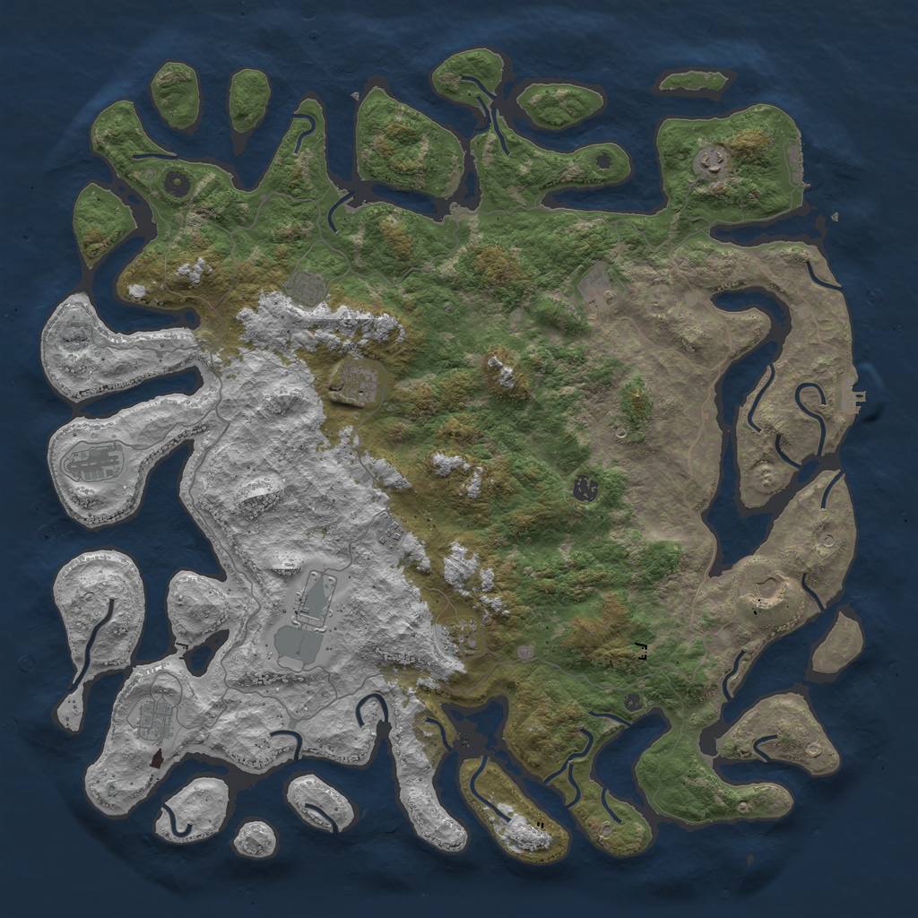 Rust Map: Procedural Map, Size: 5300, Seed: 214182007, 16 Monuments