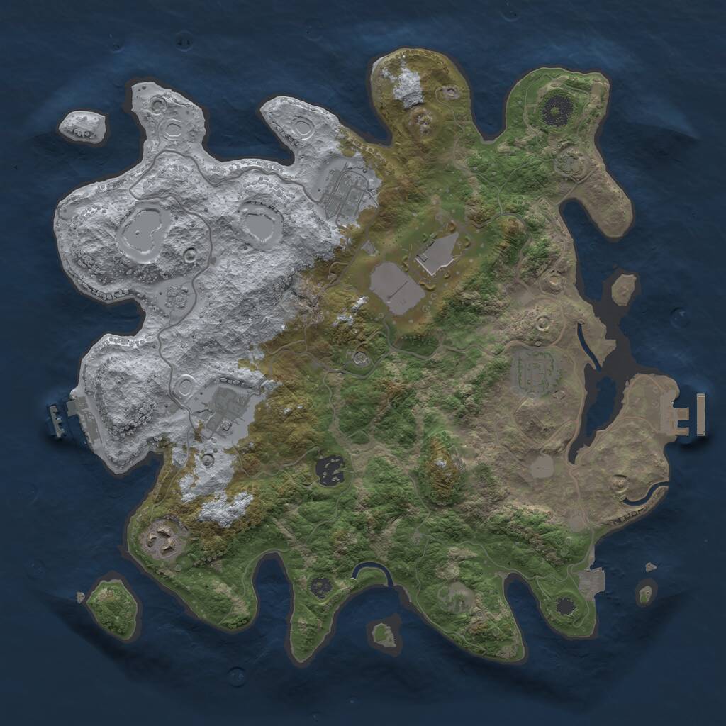 Rust Map: Procedural Map, Size: 3500, Seed: 13905, 12 Monuments