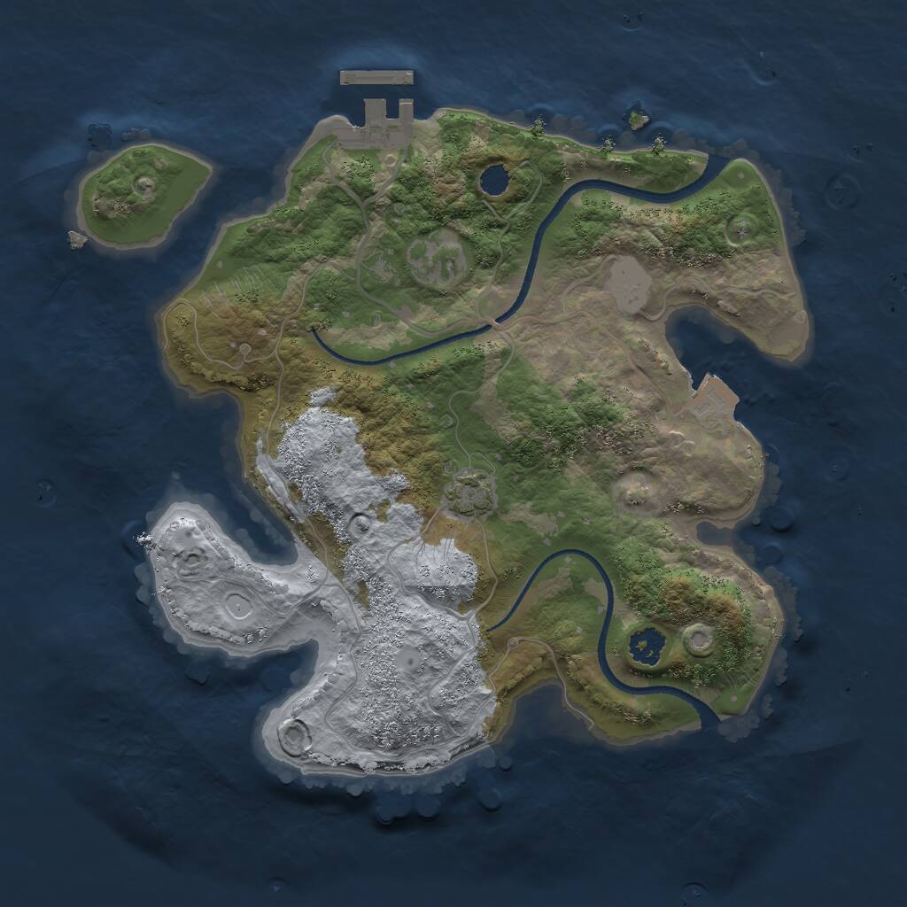 Rust Map: Procedural Map, Size: 2500, Seed: 39545, 3 Monuments