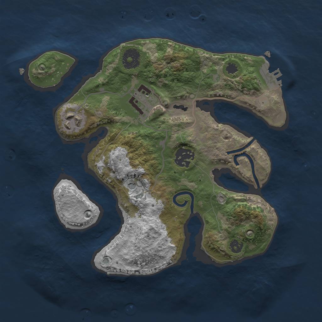 Rust Map: Procedural Map, Size: 2500, Seed: 39545, 7 Monuments