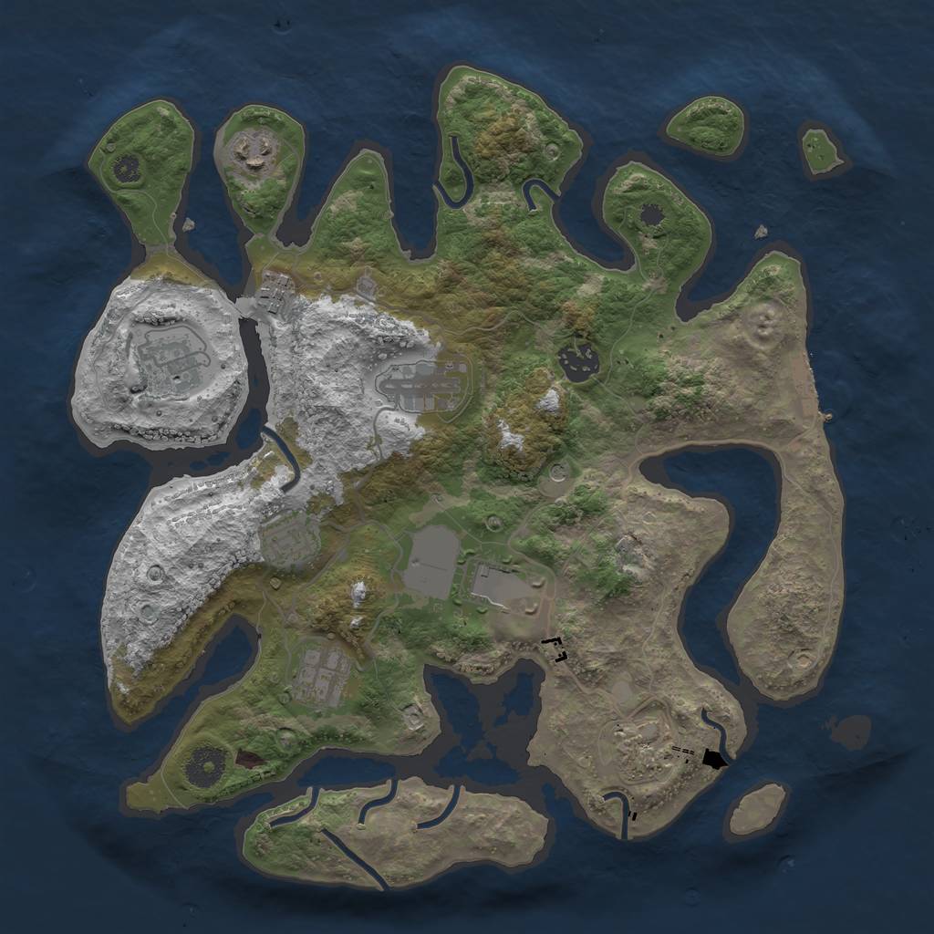 Rust Map: Procedural Map, Size: 3500, Seed: 995983667, 13 Monuments