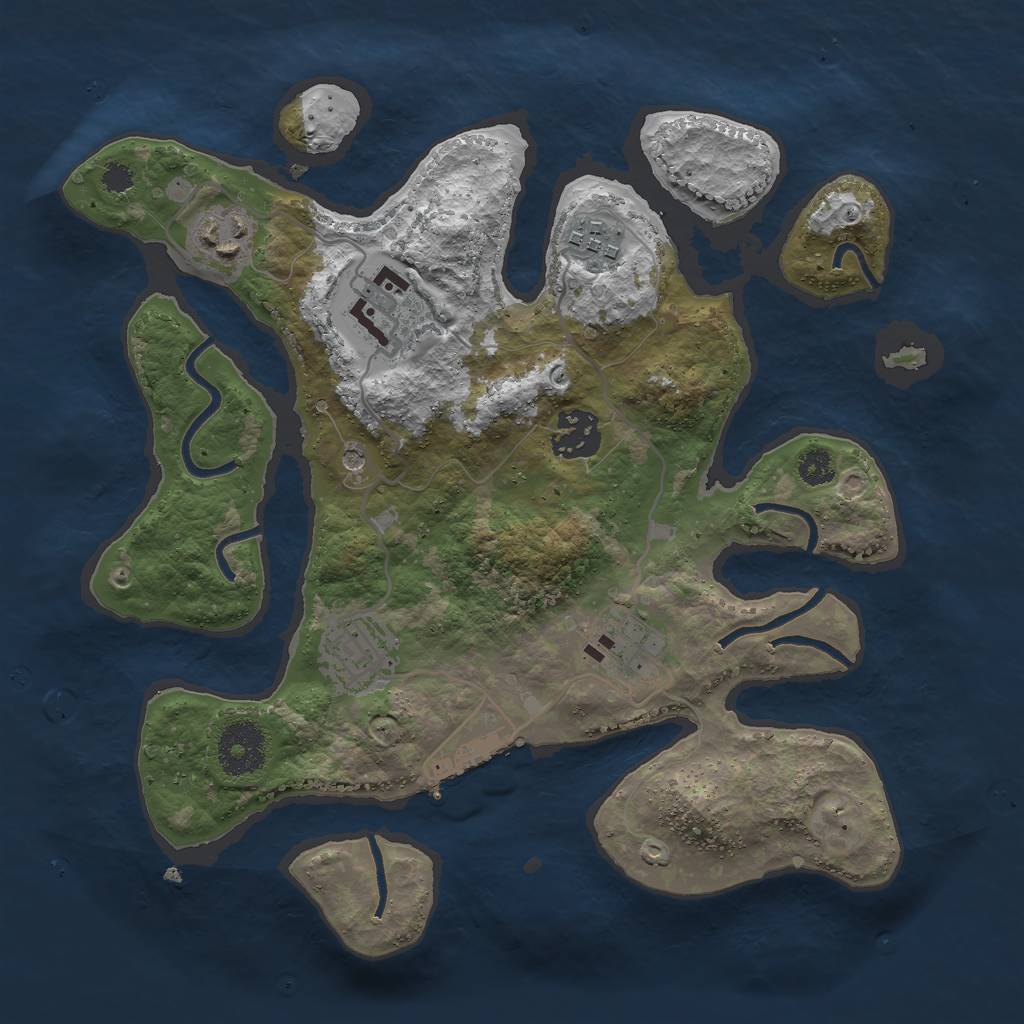 Rust Map: Procedural Map, Size: 3000, Seed: 835380, 10 Monuments